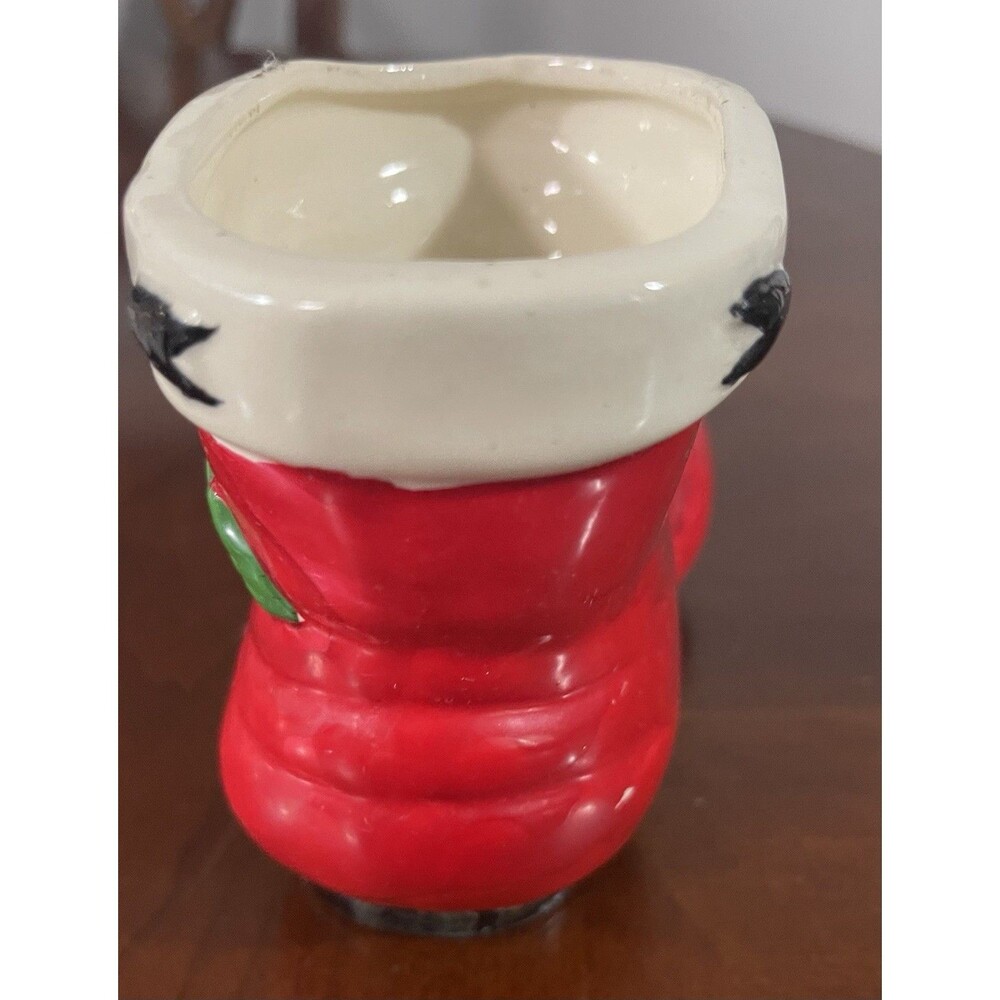Vintage Santa Boot Ceramic Hand Painted Planter Or Candy Dish Figurine - Picture 5 of 8